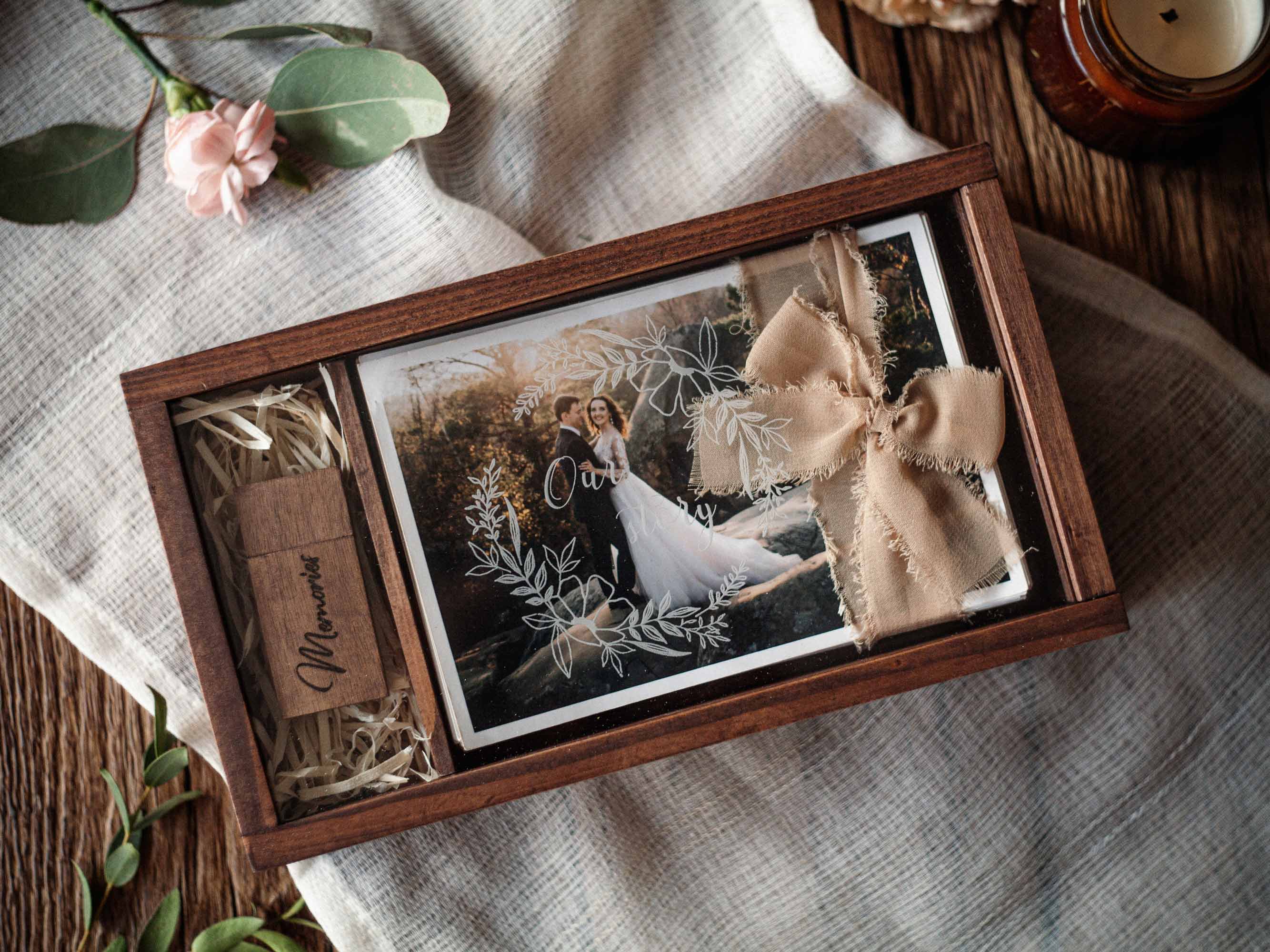 Regalo di Matrimonio per la Coppia - Scatola in Legno per Foto, Regalo per il Bridal Shower