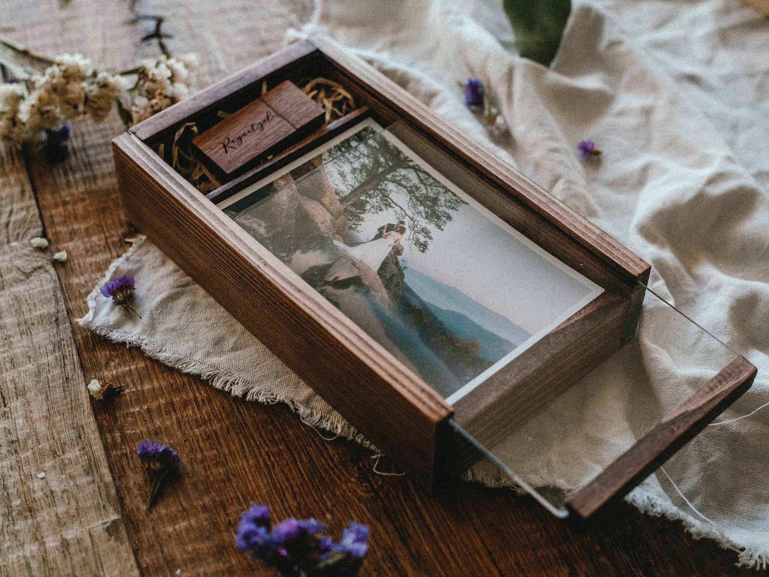 Wedding Gift for Couple - Wooden Photo Box Bridal Shower Gift - NZHANDICRAFT