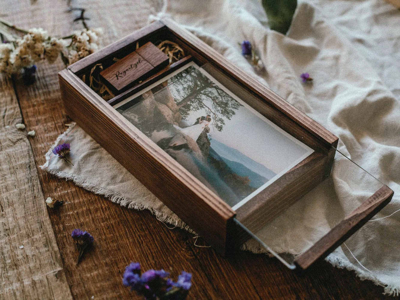 Wedding Gift for Couple - Wooden Photo Box Bridal Shower Gift - NZHANDICRAFT