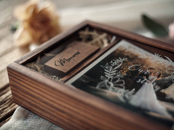 Wedding Gift for Couple - Wooden Photo Box Bridal Shower Gift