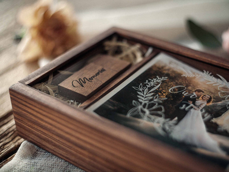 Cadeau de mariage pour couple - Boîte photo en bois, cadeau pour la douche nuptiale