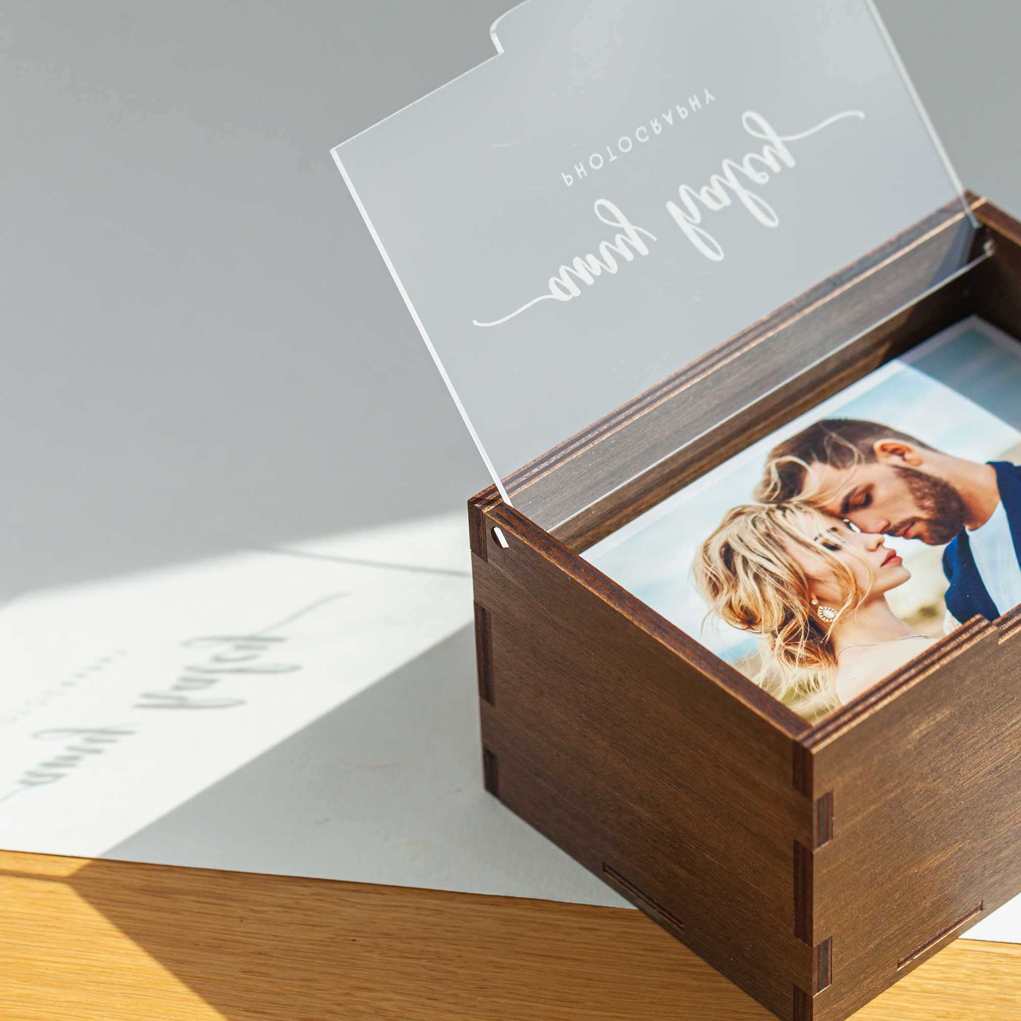 Wedding Photo Box with Acrylic Lid & USB 3.0 Flash Drive - Personalized Photography Gift (holds 250 photos) - NZHANDICRAFT