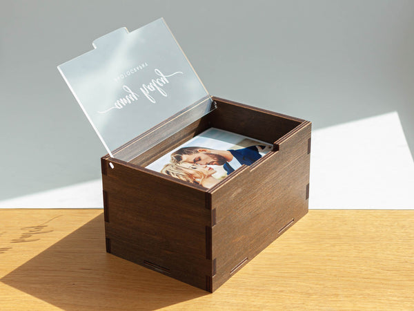 Wedding Photo Box with Acrylic Lid & USB 3.0 Flash Drive - Personalized Photography Gift (holds 250 photos) - NZHANDICRAFT