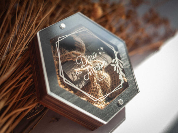 Wedding USB Box with Engraved Acrylic Lid & Wood Flash Drive 3.0