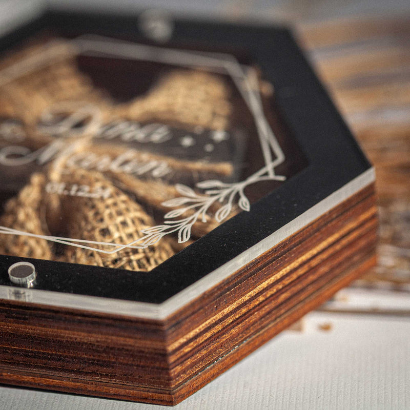Wedding USB Box with Engraved Acrylic Lid & Wood Flash Drive 3.0