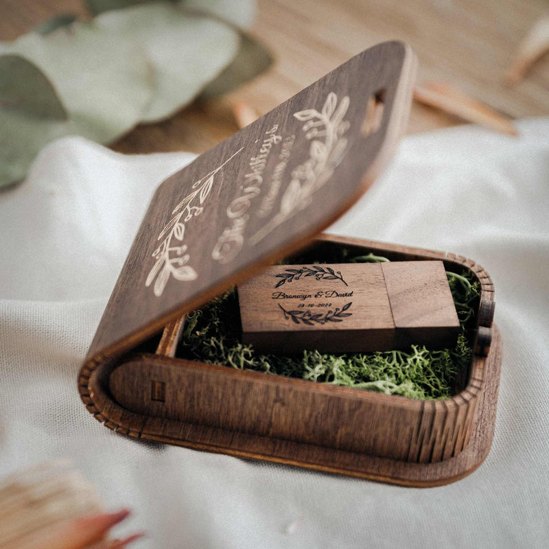 Wedding USB Box with Custom Wooden USB Flash Drive - NZHANDICRAFT