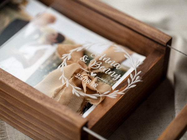Wooden Photo Box with Acrylic Lid – Engraved Memory Box for 100 Photos - NZHANDICRAFT