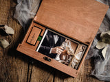 Boîte à photos en bois et clé USB – Souvenir personnalisé pour le jour du mariage
