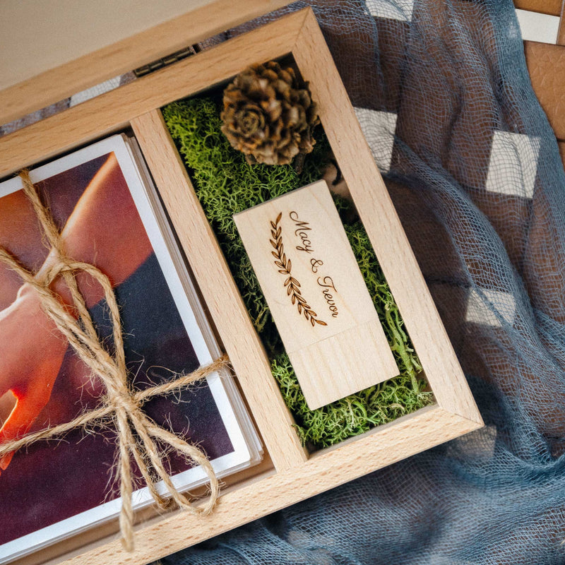 Wooden Photo Box with USB 3.0 Drive – Elegant Storage for Photos and Memories - NZHANDICRAFT