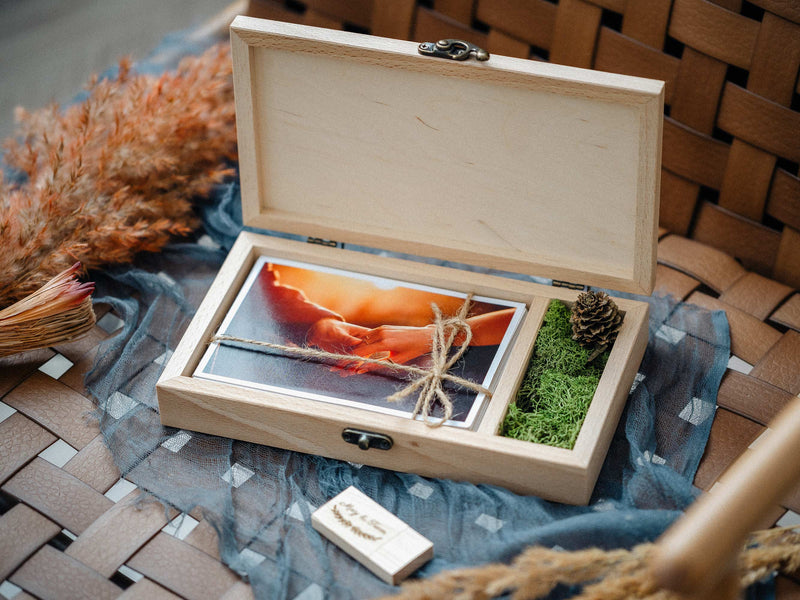 Wooden Photo Box with USB 3.0 Drive – Elegant Storage for Photos and Memories - NZHANDICRAFT