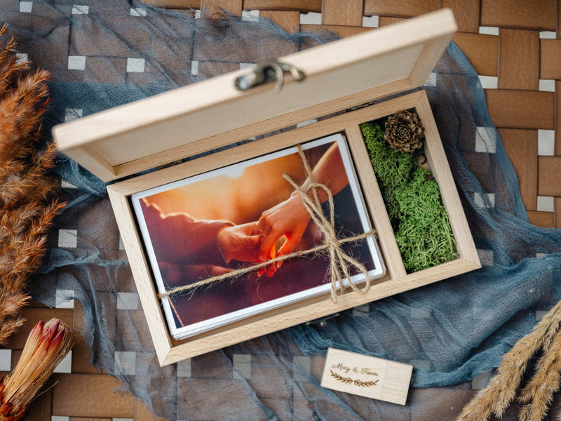 Wooden Photo Box with USB 3.0 Drive – Elegant Storage for Photos and Memories - NZHANDICRAFT