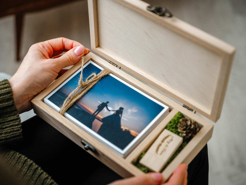Wooden Photo Box with USB 3.0 Drive – Elegant Storage for Photos and Memories - NZHANDICRAFT