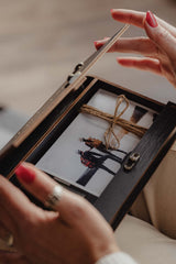 Black Wooden Photo Box with USB Flash Drive for Wedding Clients
