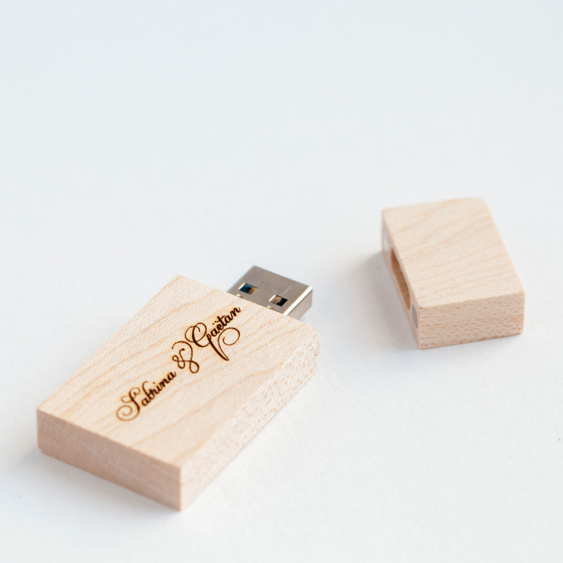 Personalised Wedding USB Box and Flash Drive (option) with Acrylic Lid - nzhandicraft
