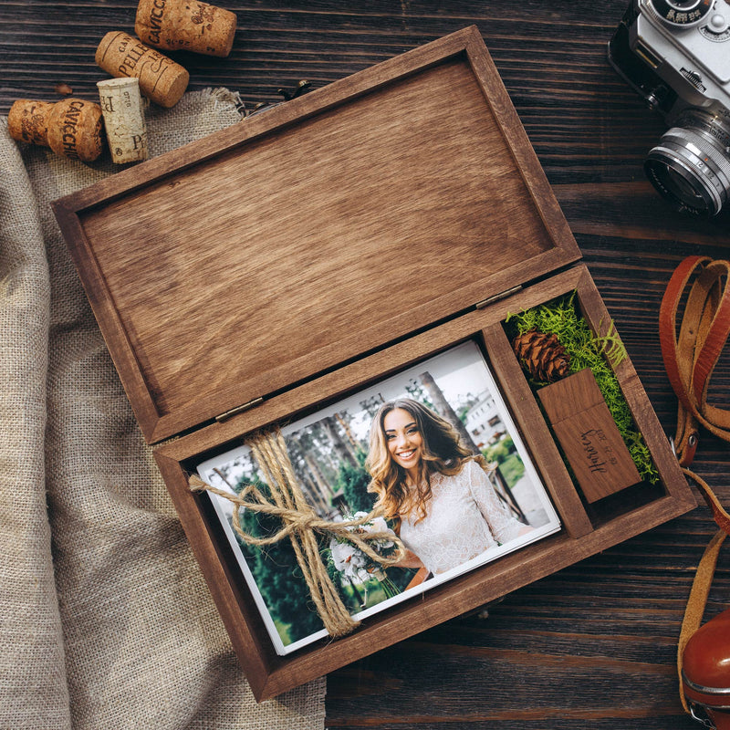 Wooden Picture/Photo Storage Box 4x6 Pictures
