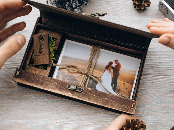 Wooden Photo Box, Wedding Memory Box, Gift for Him - "London" - nzhandicraft