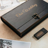 Black Wooden Photo Box with USB drive for Wedding Prints - nzhandicraft